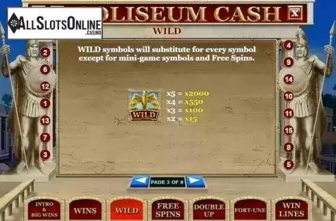 Paytable 3. Coliseum Cash from Slot Factory