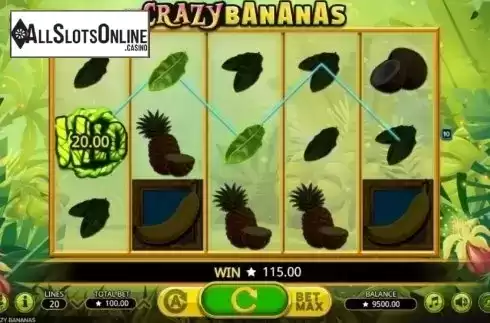 Win screen. Crazy Bananas from Booming Games