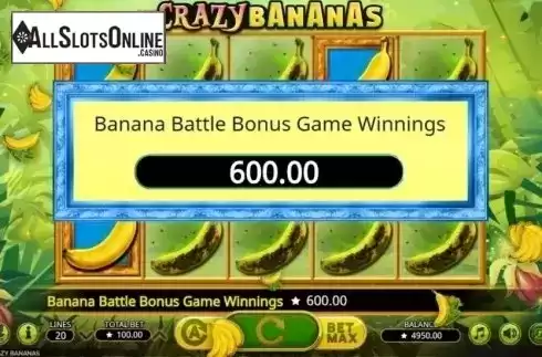 Bonus Game Win. Crazy Bananas from Booming Games