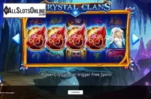 Intro screen 1. Crystal Clans from iSoftBet
