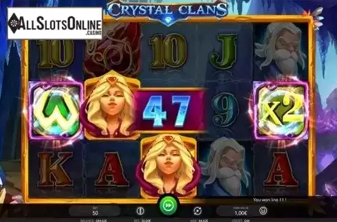 Wild win screen. Crystal Clans from iSoftBet