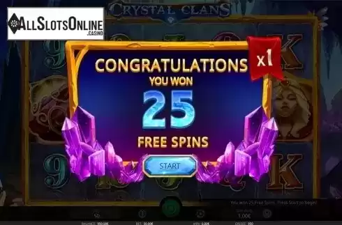Free spins intro screen. Crystal Clans from iSoftBet