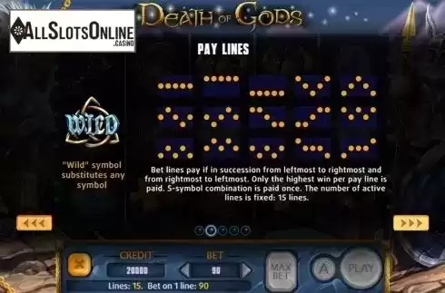 Paytable 2. Death Of Gods from X Line
