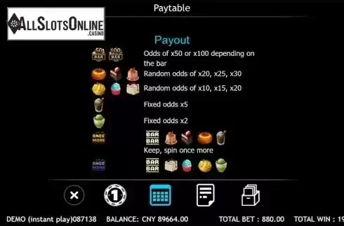 Paytable . Dessert Mario from Triple Profits Games