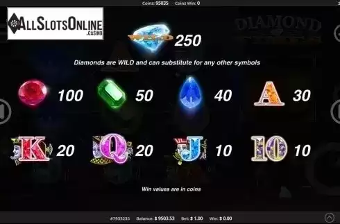 Paytable . Diamond Times from Concept Gaming
