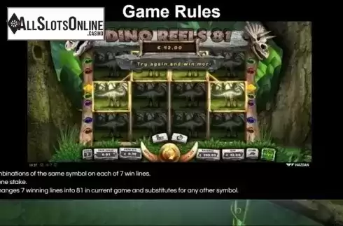 Game Rules. Dino Reels 81 from Wazdan