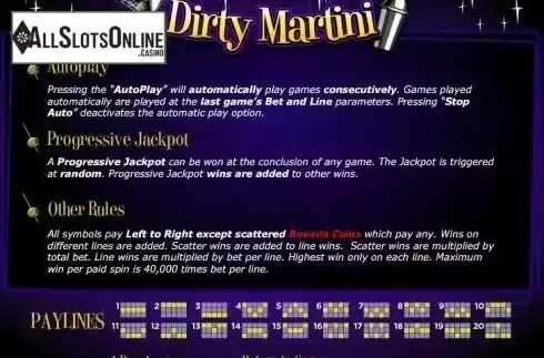 Rules. Dirty Martini from RTG