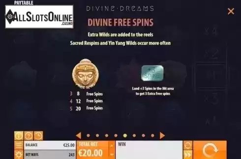 Divine Free Spins. Divine Dreams from Quickspin