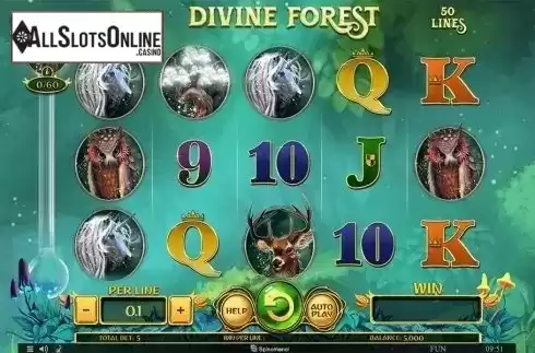 Reels screen. Divine Forest from Spinomenal