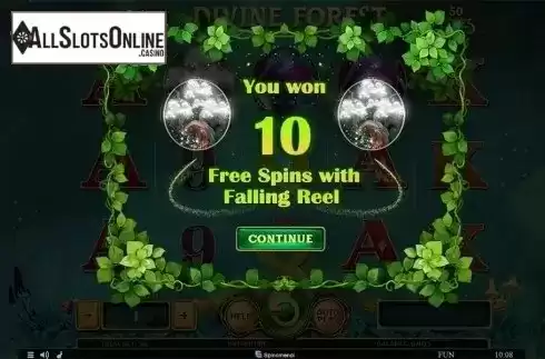 Free spins intro screen. Divine Forest from Spinomenal