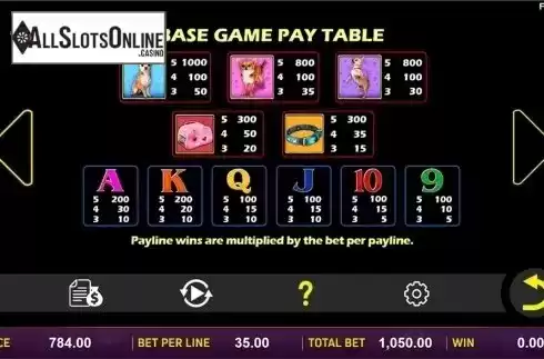 Paytable . Doggone Lucky from Aspect Gaming