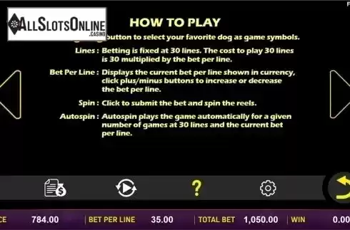 Paytable 6. Doggone Lucky from Aspect Gaming