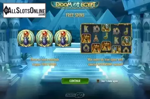 Start Screen. Doom of Egypt from Play'n Go
