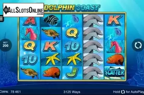 Reels screen. Dolphin Coast from Microgaming