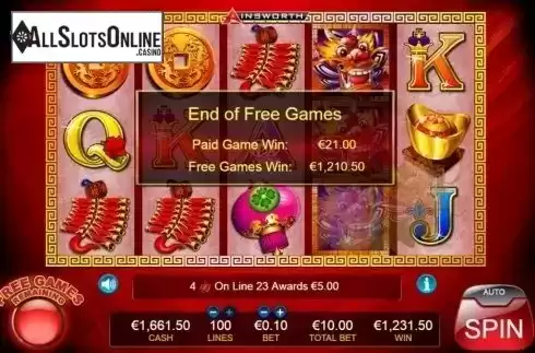 Free spins feature screen 4. Dragon Lines from Ainsworth