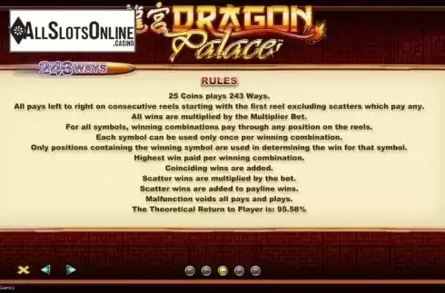 Paytable 3. Dragon Palace from Lightning Box