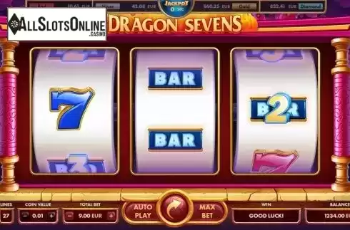 Reel screen. Dragon Sevens from NetGame