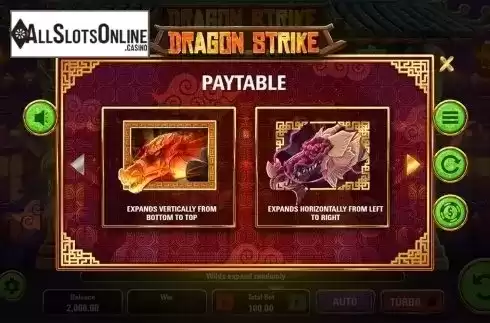 Paytable . Dragon Strike from Electric Elephant