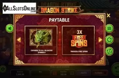 Paytable 2. Dragon Strike from Electric Elephant
