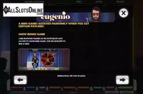 Show bonus game screen
