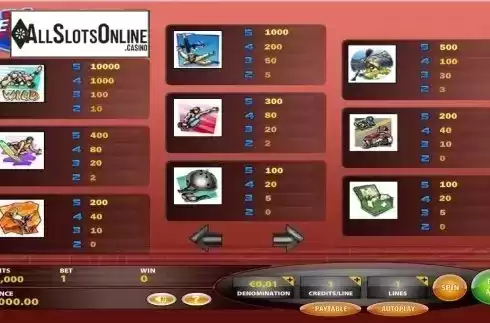 Paytable. Extreme Games from IGT