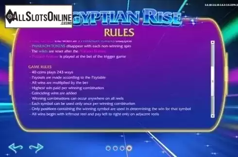 Game rules 2. Egyptian Rise from Side City