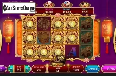Win screen. Fu Lu Shou XI from Popular Gaming