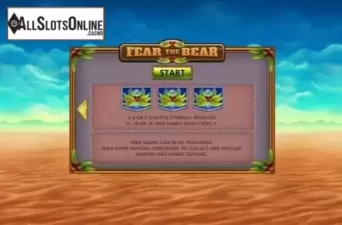 Start Screen. Fear the Bear from Playtech