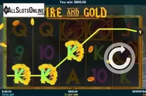 Win Screen. Fire and Gold from Slot Factory