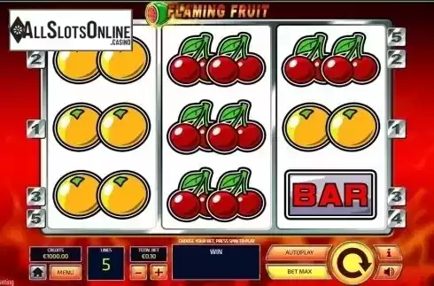 Reel screen. Flaming Fruit from Tom Horn Gaming