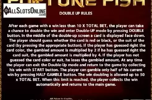 Paytable 2. Fortune Fish from Casino Technology
