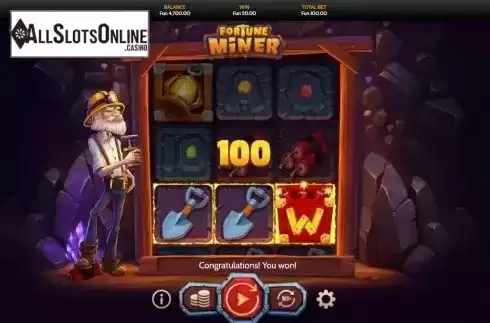 Win Screen. Fortune Miner from OneTouch