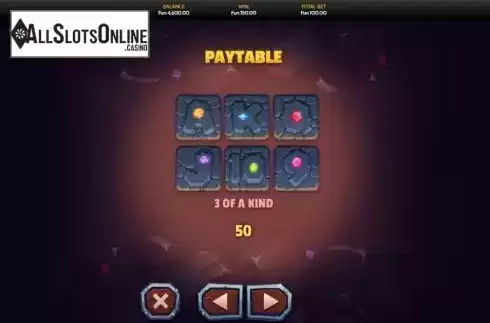 Paytable. Fortune Miner from OneTouch