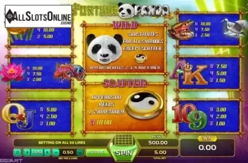 Paytable 1. Fortune Panda from GameArt