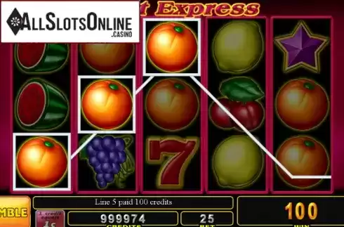 Win Screen. Fruit Express from Noble Gaming
