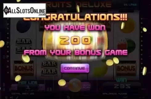 Win Screen. Fruits Deluxe from Spinomenal