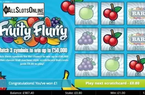 Win Screen. Fruity Flurry from Gluck Games