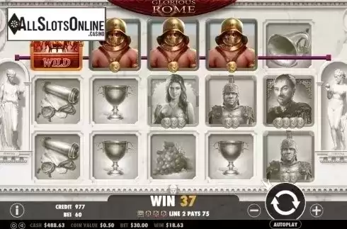 Win Screen . Glorious Rome from Pragmatic Play