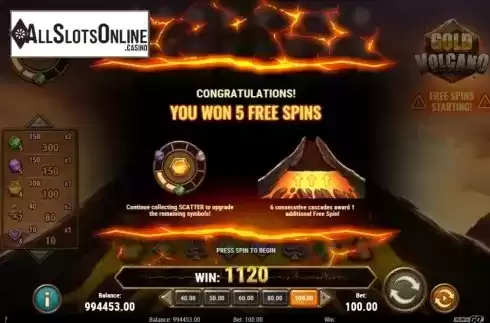 Free Spins 1. Gold Volcano from Play'n Go