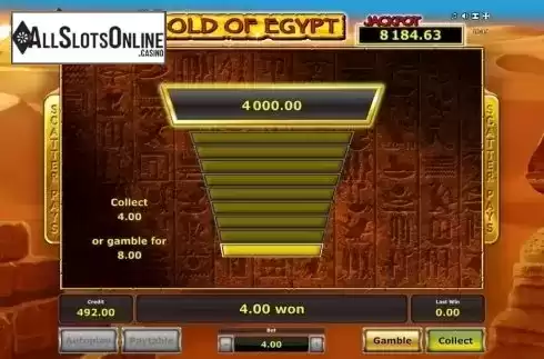 Gamble screen. Gold of Egypt (Green Tube) from Greentube