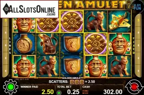 Win screen 1. Golden Amulet from Casino Technology