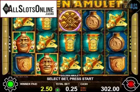 Win screen 2. Golden Amulet from Casino Technology