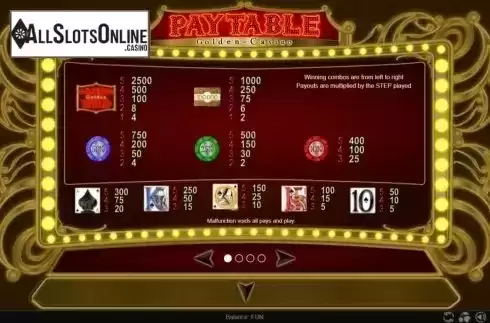 Paytable. Golden Casino from Espresso Games