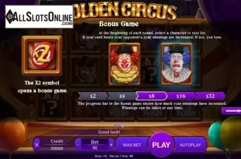 Paytable 3. Golden Circus from X Play