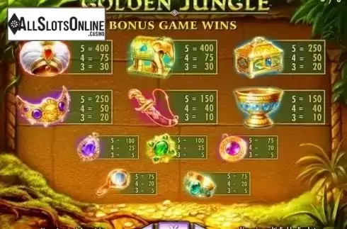 Paytable 3. Golden Jungle from IGT