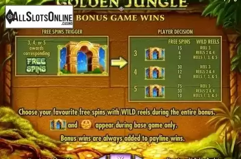 Paytable 4. Golden Jungle from IGT