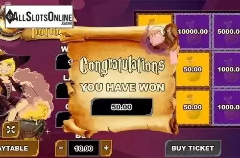 Win screen. Golden Potion from PlayPearls