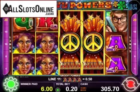 Win screen 3. Groovy Powers from Casino Technology