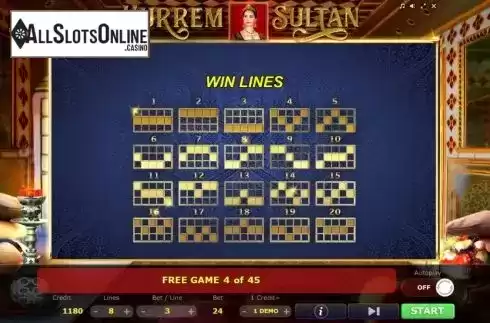 Paylines screen. Hurrem Sultan from Five Men Games