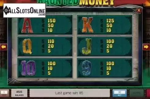 Paytable 2. Haunted Money from InBet Games